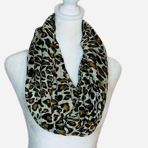 Leopard Print Infinity Scarf | Black Tan Animal Print | Lightweight | One Size